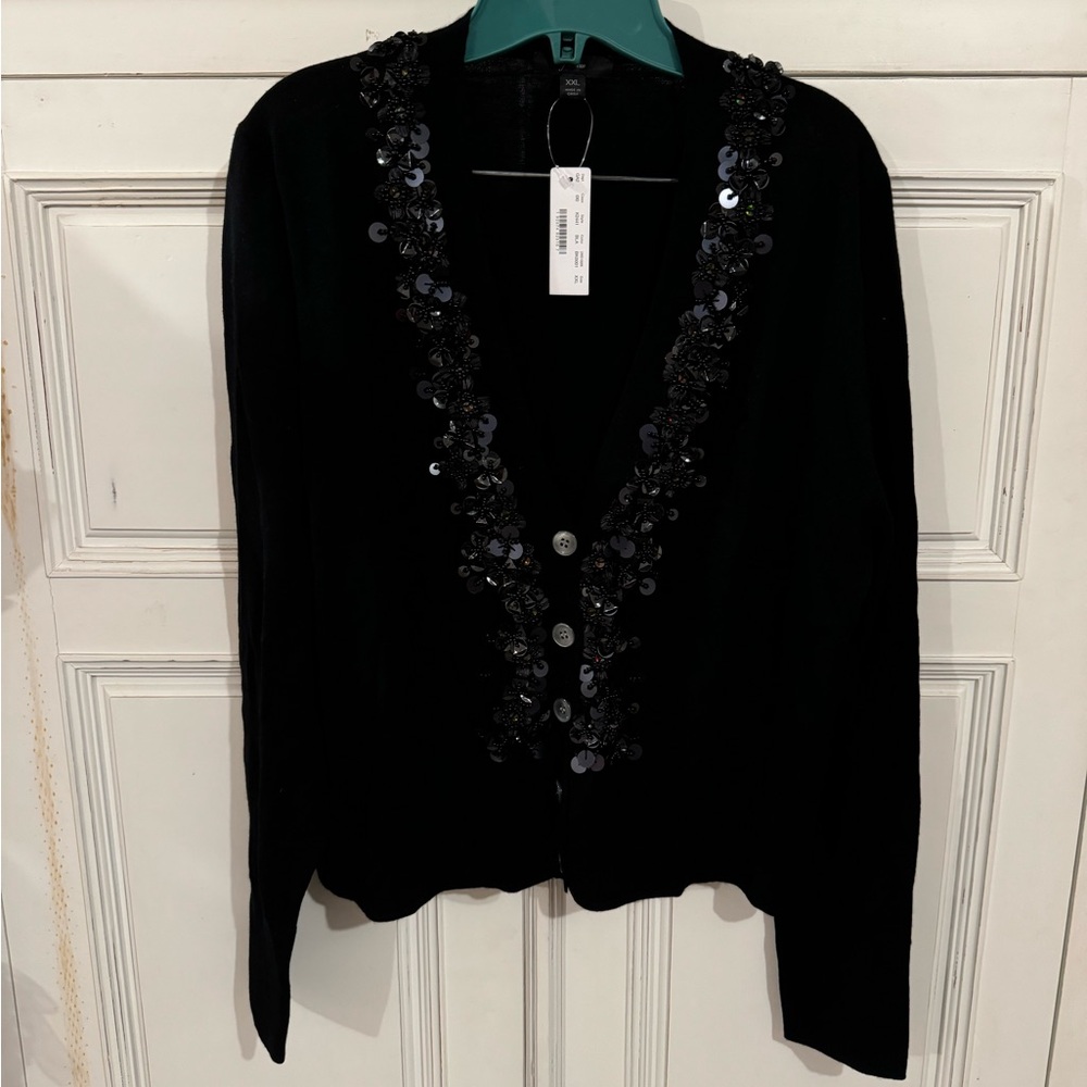 J. Crew Sequin Embellished Cardigan (XXL) (Black) NWT